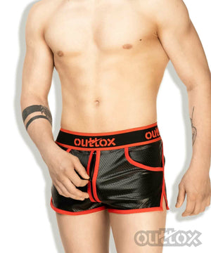 Outtox Maskulo Men's Full Zipper Jogging Shorts Made in Russia RED (SH140-10)