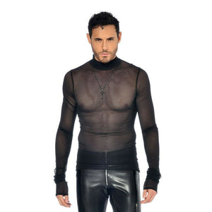Patrice Catanzaro SNOW Men Transparent Mesh T-Shirt BLACK Made in France