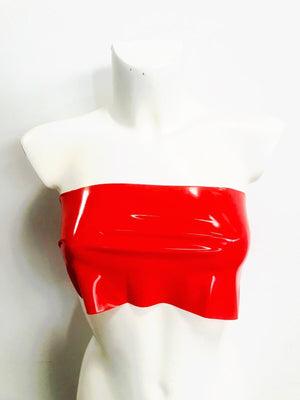Denber Rubber Sexy LATEX Women TOP BOOB TUBE RED Made in UK (136X) w/shiner