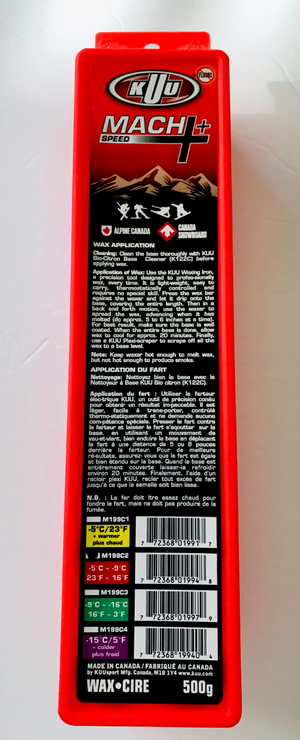 Kuu Mach+ PERFORMANCE RED UNI ski wax 500g -5 to -9C w/scraper Made in Canada