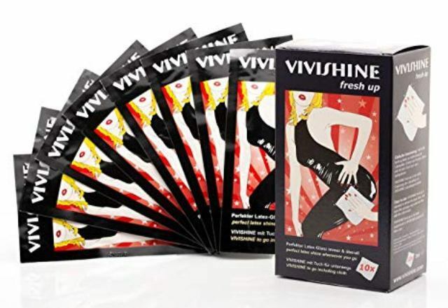 Vivishine LATEX SHINE POLISH fresh up DRESSING AID towel 7ml 10 UNIT PACK