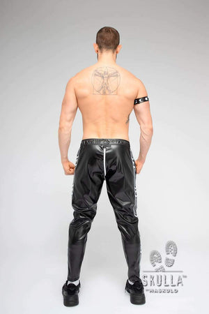 Skulla by Maskulo Zippered Rear Leatherette Pants Made in Russia B/W  (PN071-80)