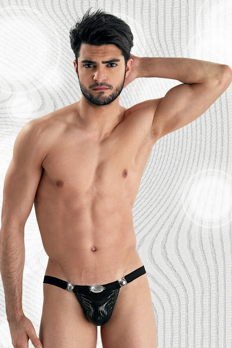 Eros Veneziani Men 7169 Black Mini Removable Thong String Made in Italy